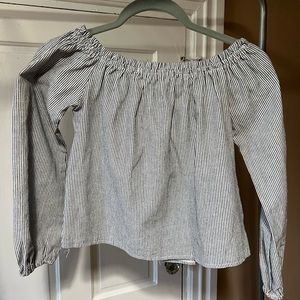 Brandy Melville blue and white off shoulder top